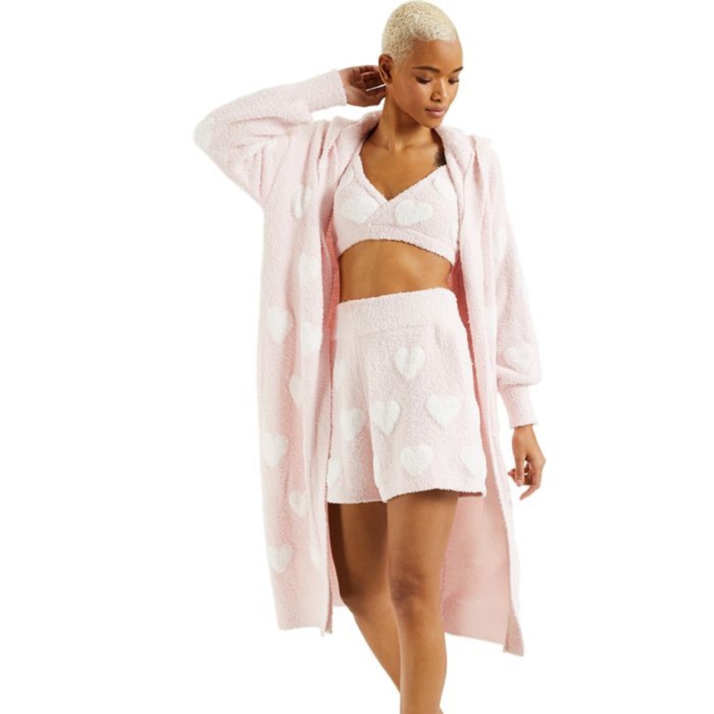 Culpos x INC Pink Fuzzy Heart Loungewear Set Sz M